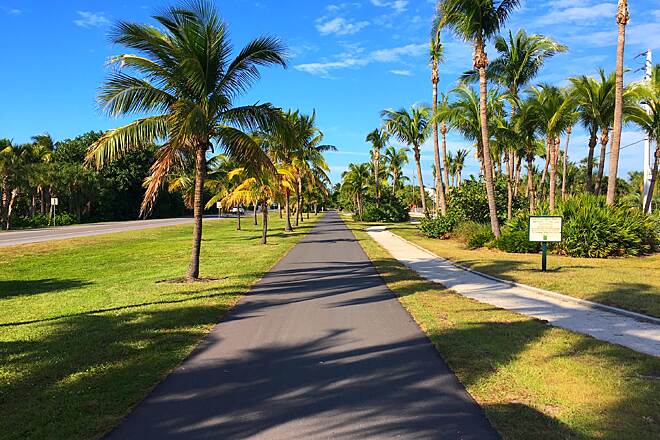 The paved Boca Grande Bike Path on Gasparilla Island, Florida